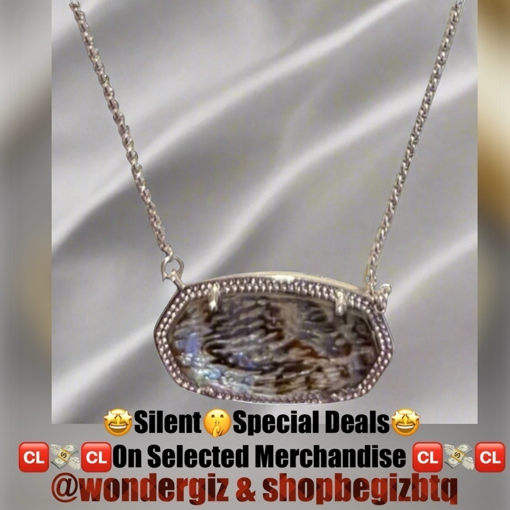 🔥🔥Kendra Scott Gold Pendant Necklace In Silver with Abalone Stone